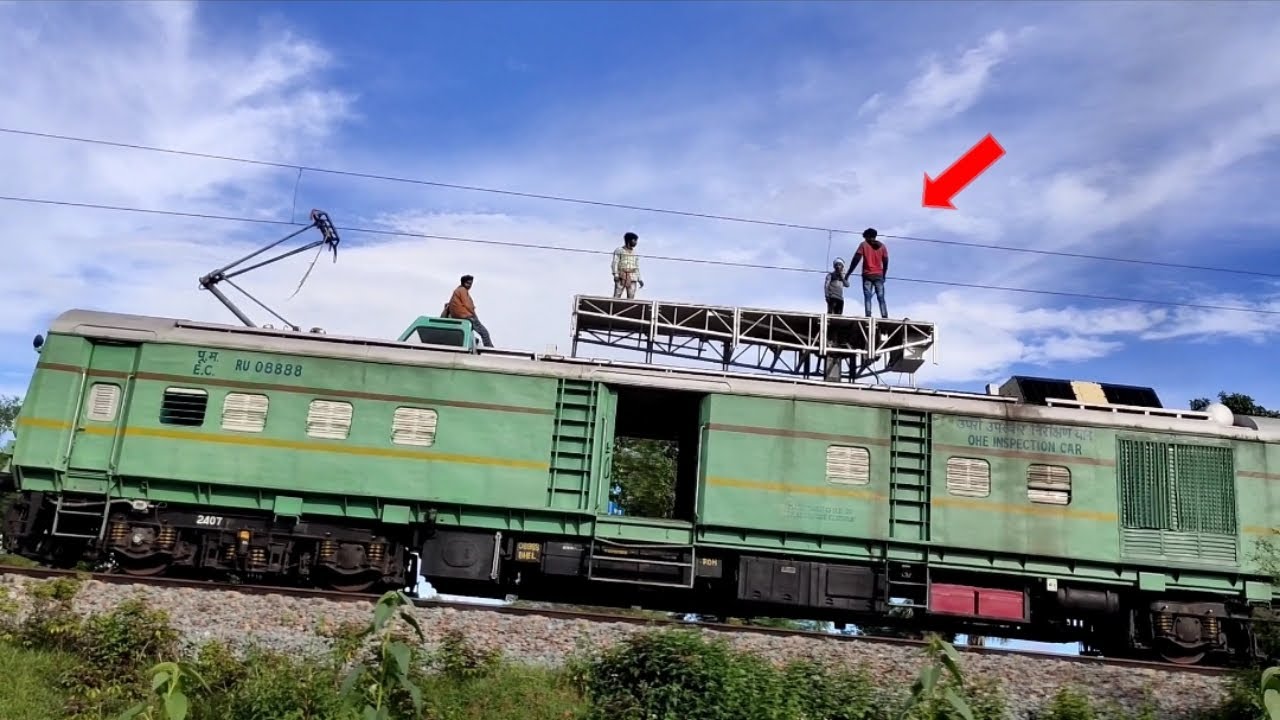 Railway Electrification Level Checking by india Railway Railway Electrification engine