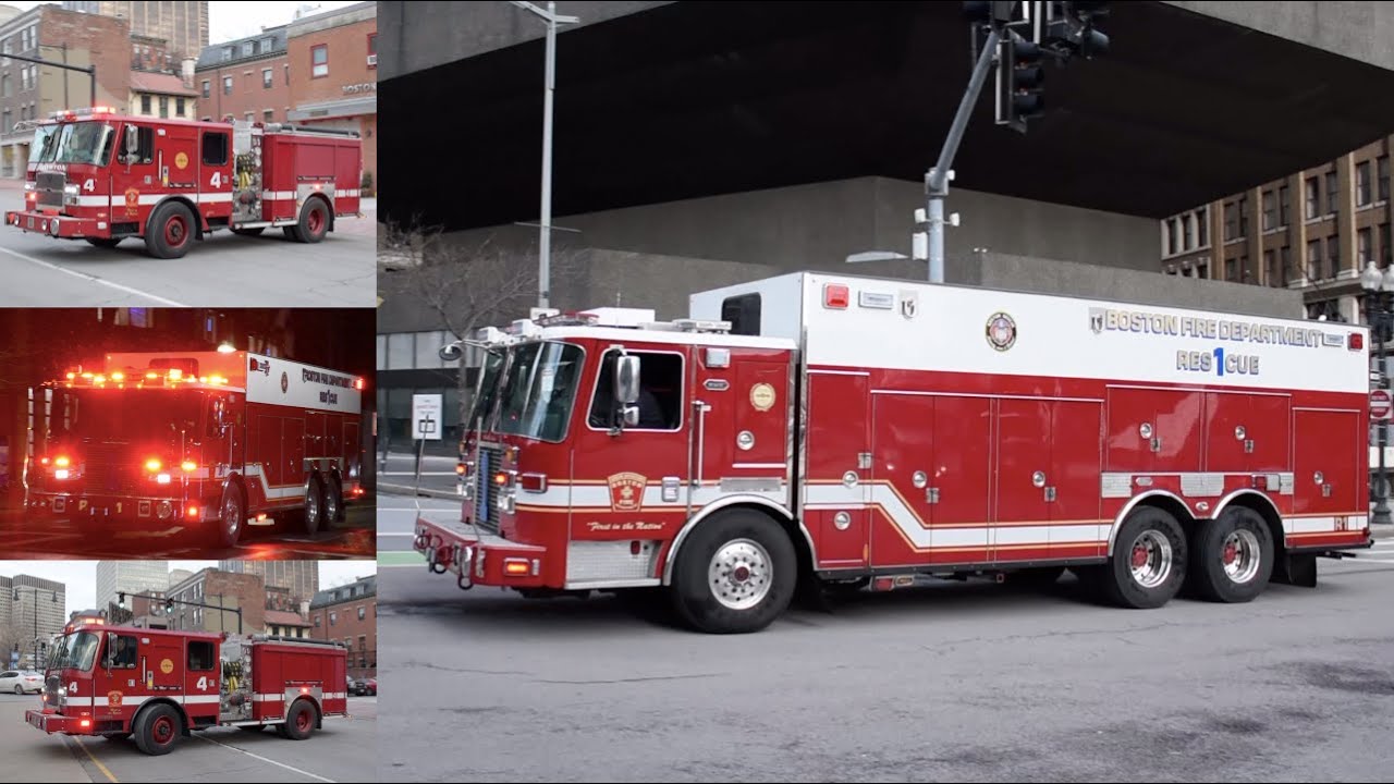 (First Catches of 2021) Boston RES1CUE responding with --HEAVY Q AND HORNS-- to a BUILDING FIRE