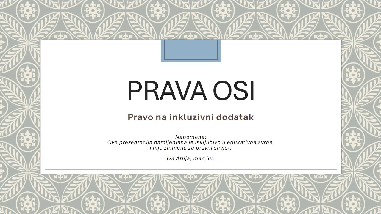 Predavanje  ”Pravo na inkluzivni dodatak”
