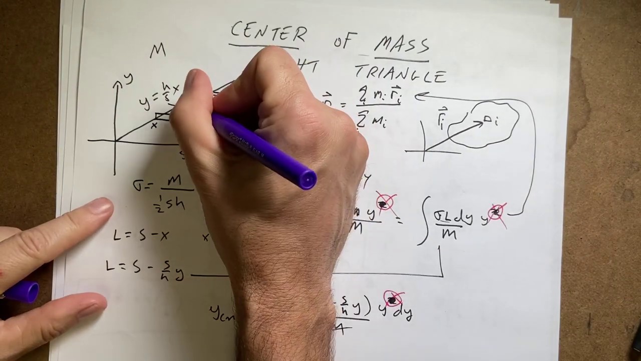 Center of Mass of a Right Triangle - includes finding and fixing a mistake.