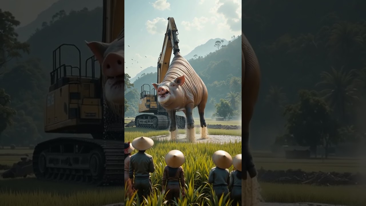 🚜🚜M&aacute;y x&uacute;c vớt con lợn khổng lồ#mayxuc #shortvideo