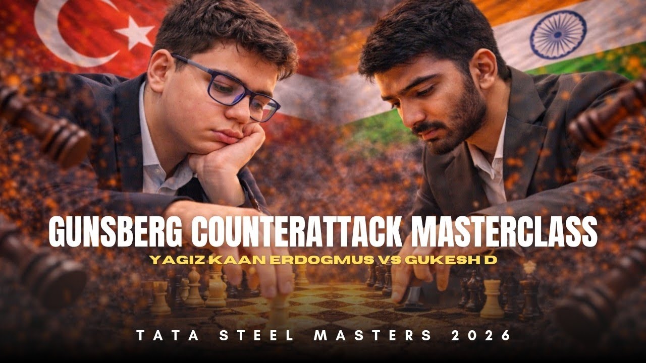 Yagiz Kaan Erdogmus vs Gukesh D ❗ Gunsberg Counterattack Shock ❗ Tata Steel Masters 2026