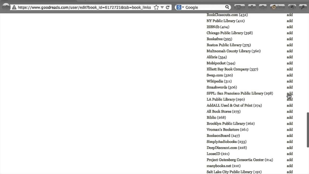 Adding SFPL to quick link to Goodreads