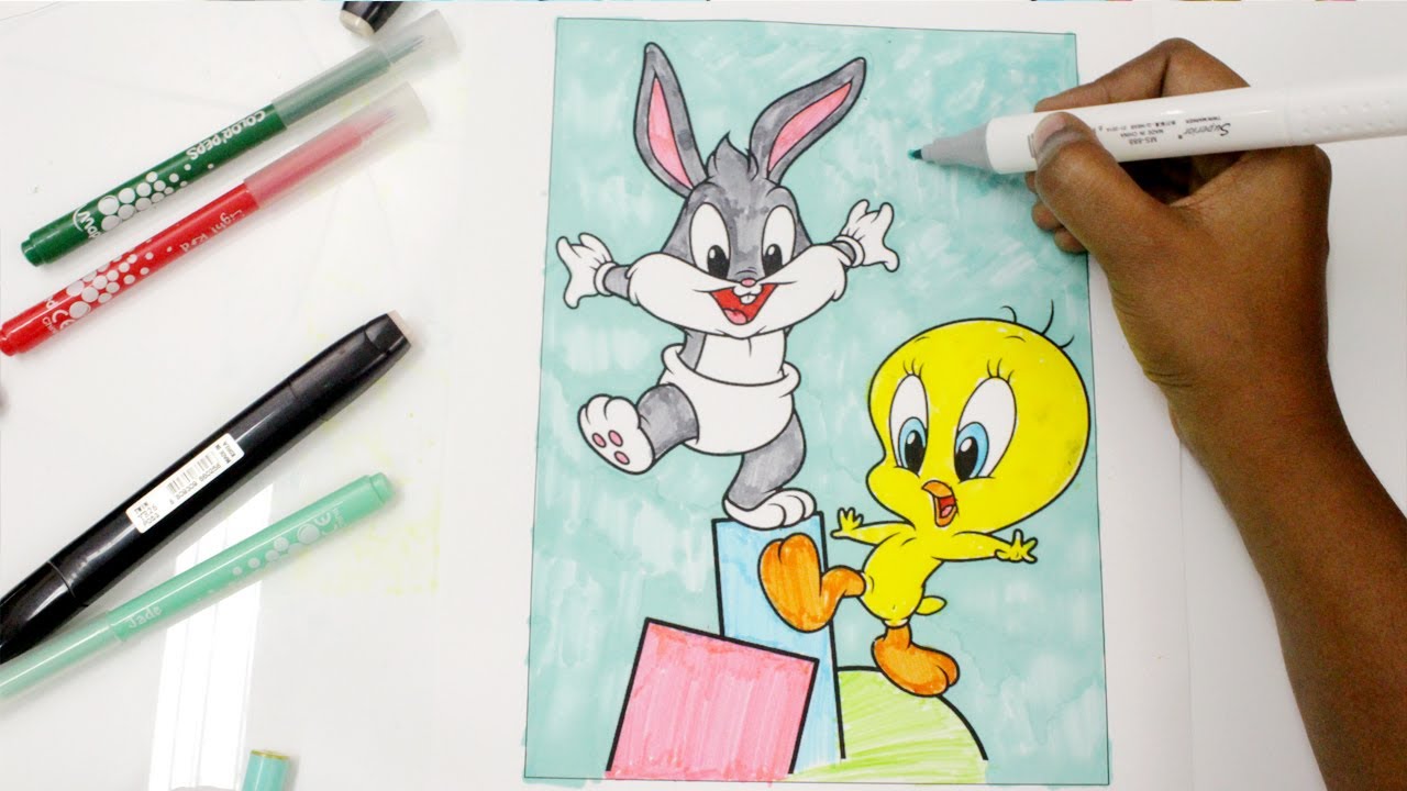 colouring Baby Looney Toons, Tweety and Bugs Bunny, colouring Tweety and Bugs for kids