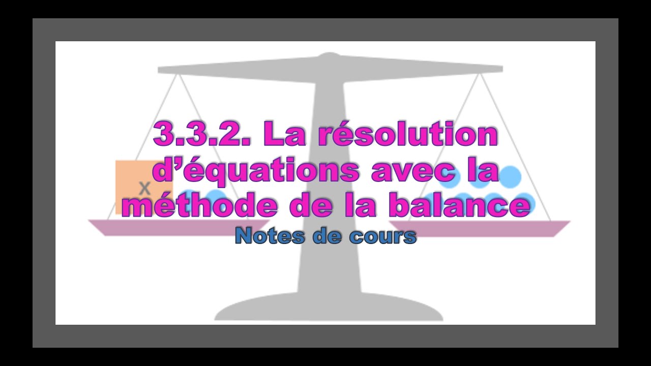 3.3.2. La résolution d'équations avec la méthode de la balance