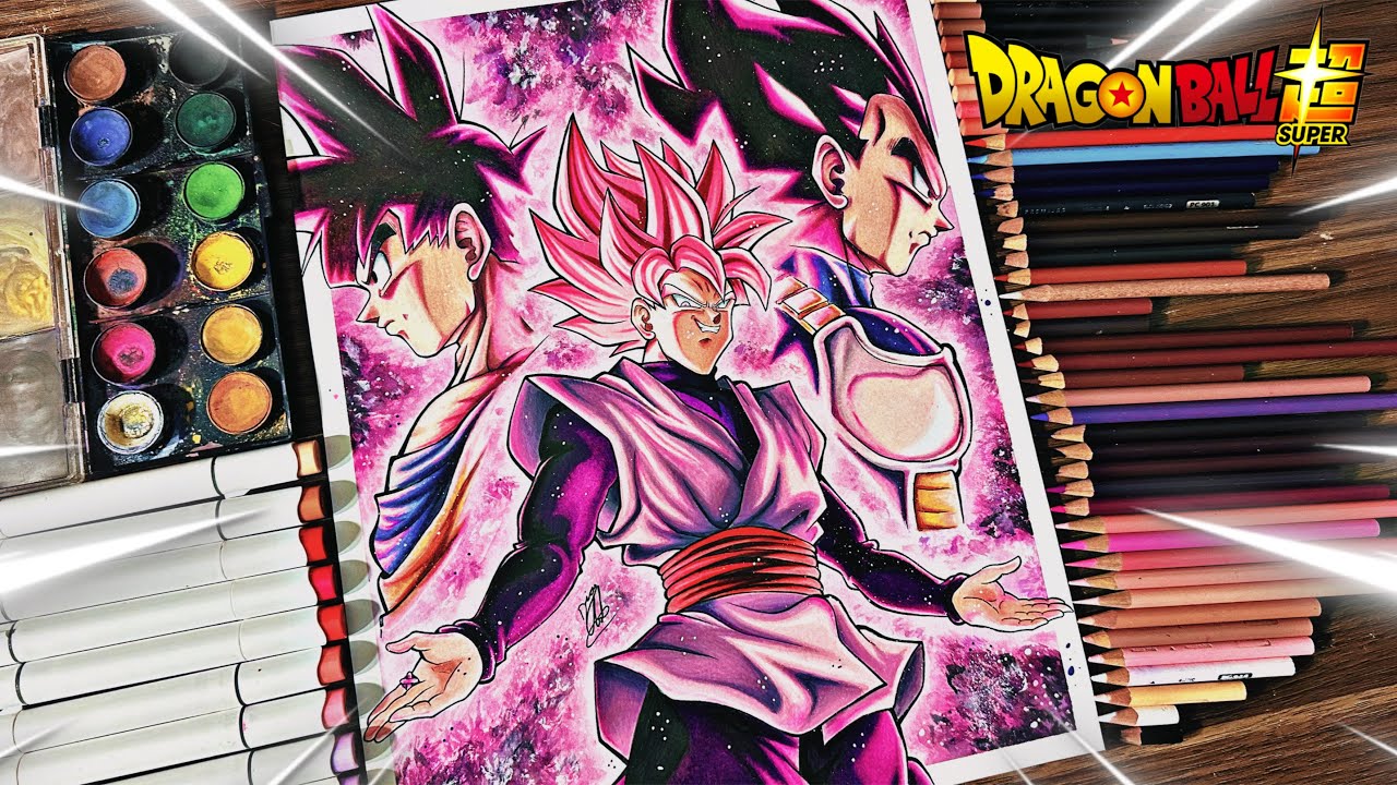 Speed Drawing Goku Black Ssj Rose vs Goku and Vegeta [Dragon Ball Super]