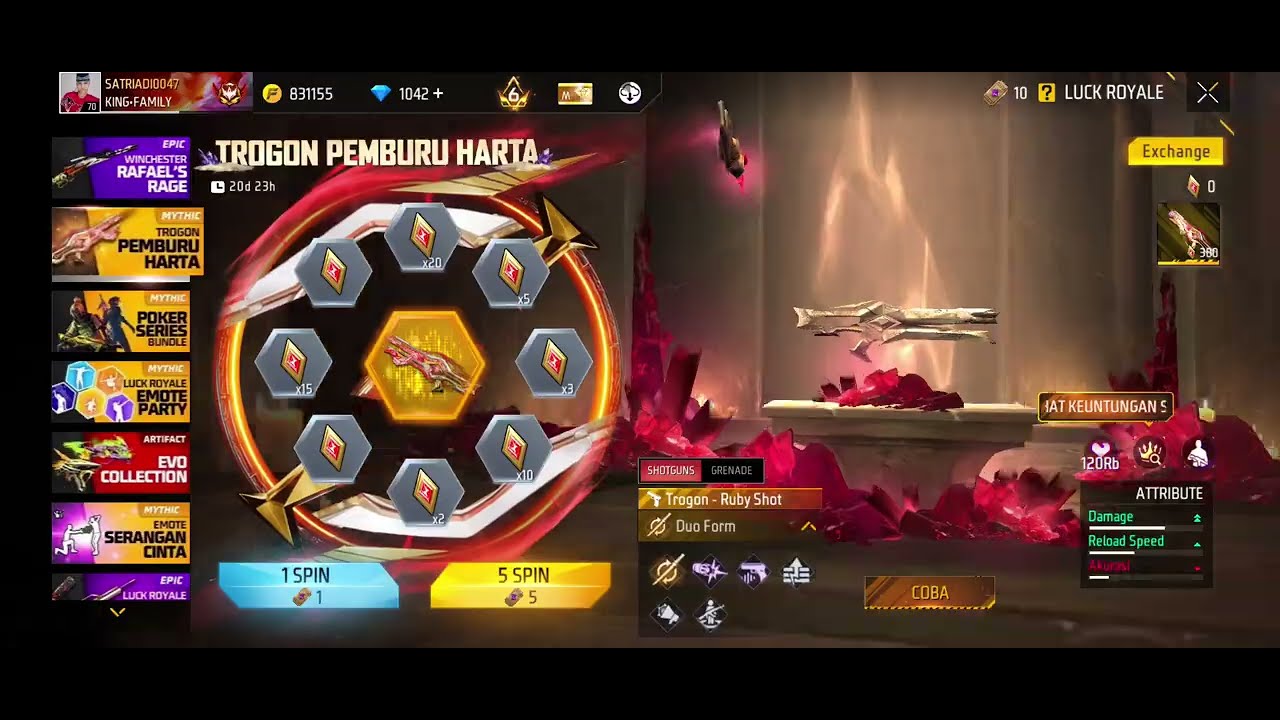 Spin brutal trogon pemburu harta! Habis berapa DM ?!?! 😱🗿#ff #freefire 