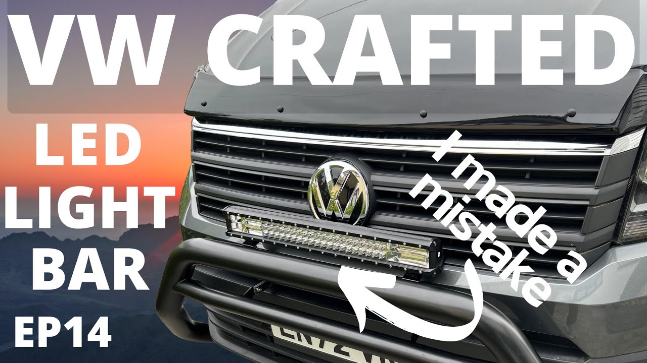 Установка светодиодной балки VW Crafter EP14. Устанавливается на защитные дуги.