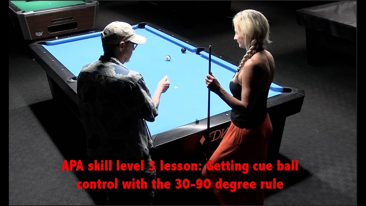APA Skill Level 3 Lesson:  Getting cue ball control with the 30-90 degree rule