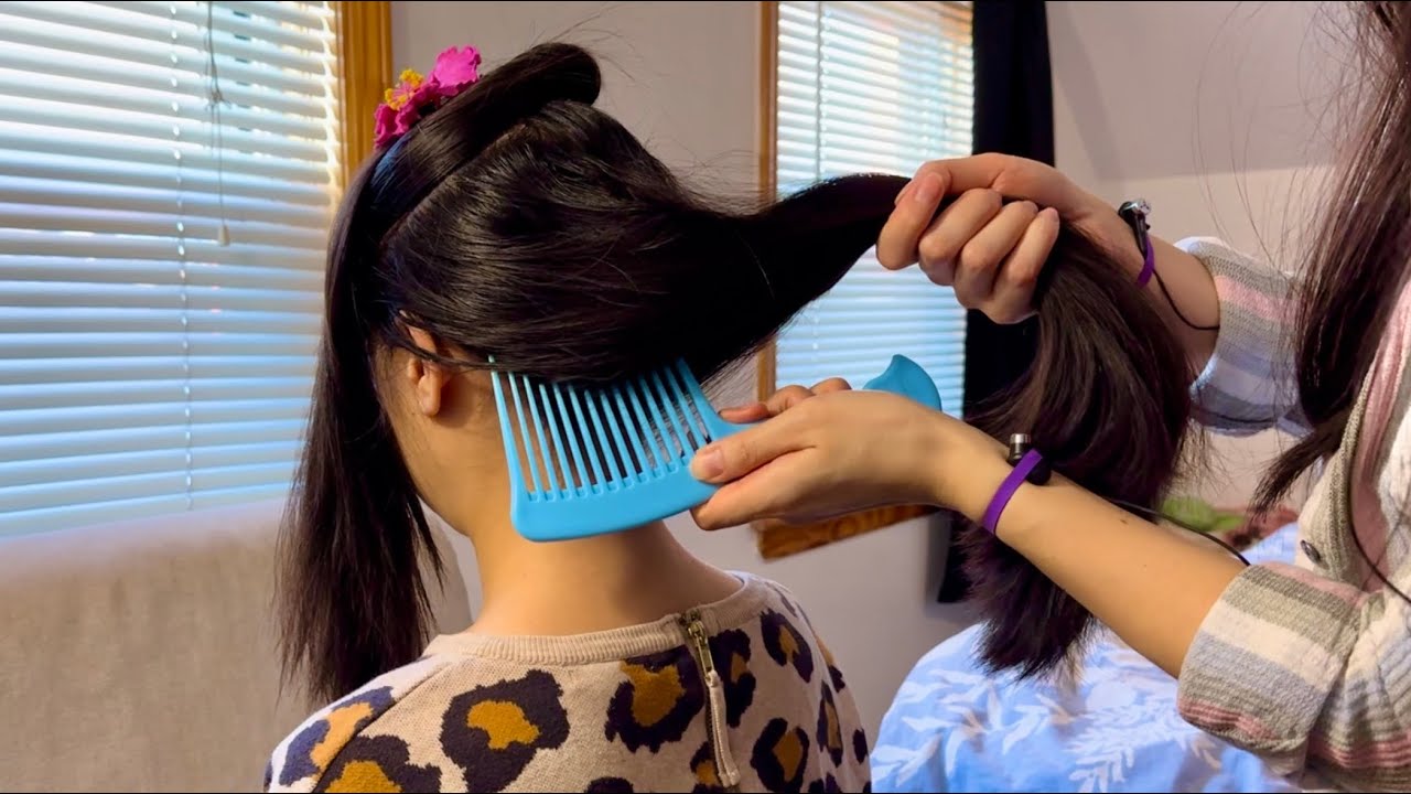 ASMR Hair Brushing UNDERNEATH THE LAYERS + TWISTING IN SECTIONS w. Hair Pulling and A BIG COMB!