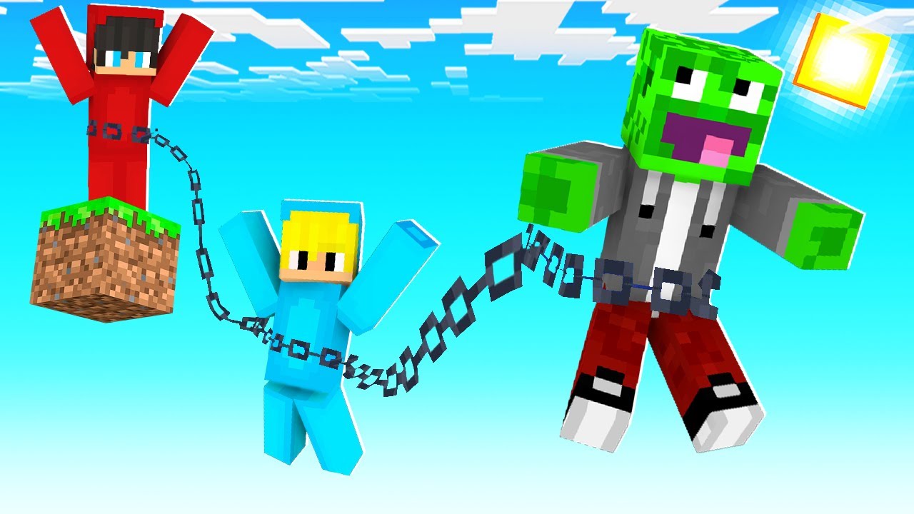 JESTEŚMY ZWIĄZANI ŁAŃCUCHAMI na JEDNYM BLOKU w Minecraft! *śmieszne*