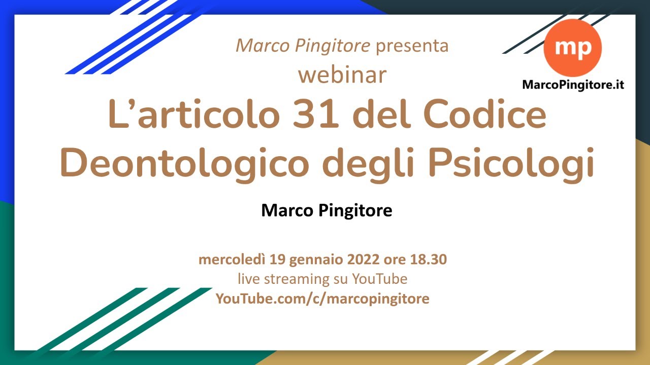 L'articolo 31 del Codice Deontologico degli Psicologi