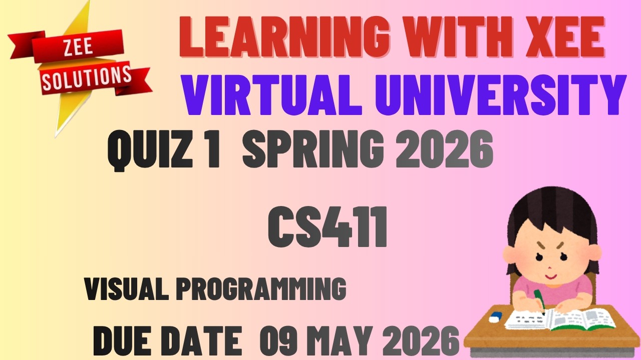 CS411 Visual Programming Quiz 1 Spring 2026 Virtual University of Pakistan
