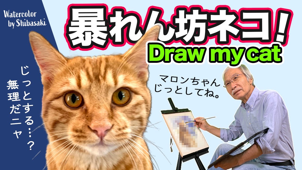 [Eng sub] I'll draw my cat, Marron, with watercolors.