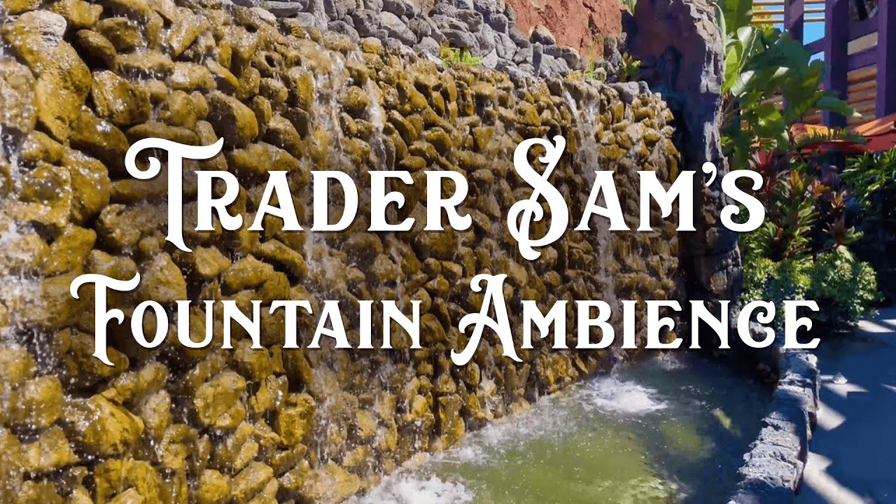 4K Disney's Polynesian Resort 🌺 Trader Sam's Waterfall ASMR Ambiance (3 Hours, water)