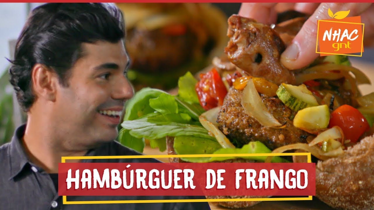 Hambúrguer de frango caseiro com coração de galinha e molho vinagrete | Felipe Bronze |Perto do Fogo