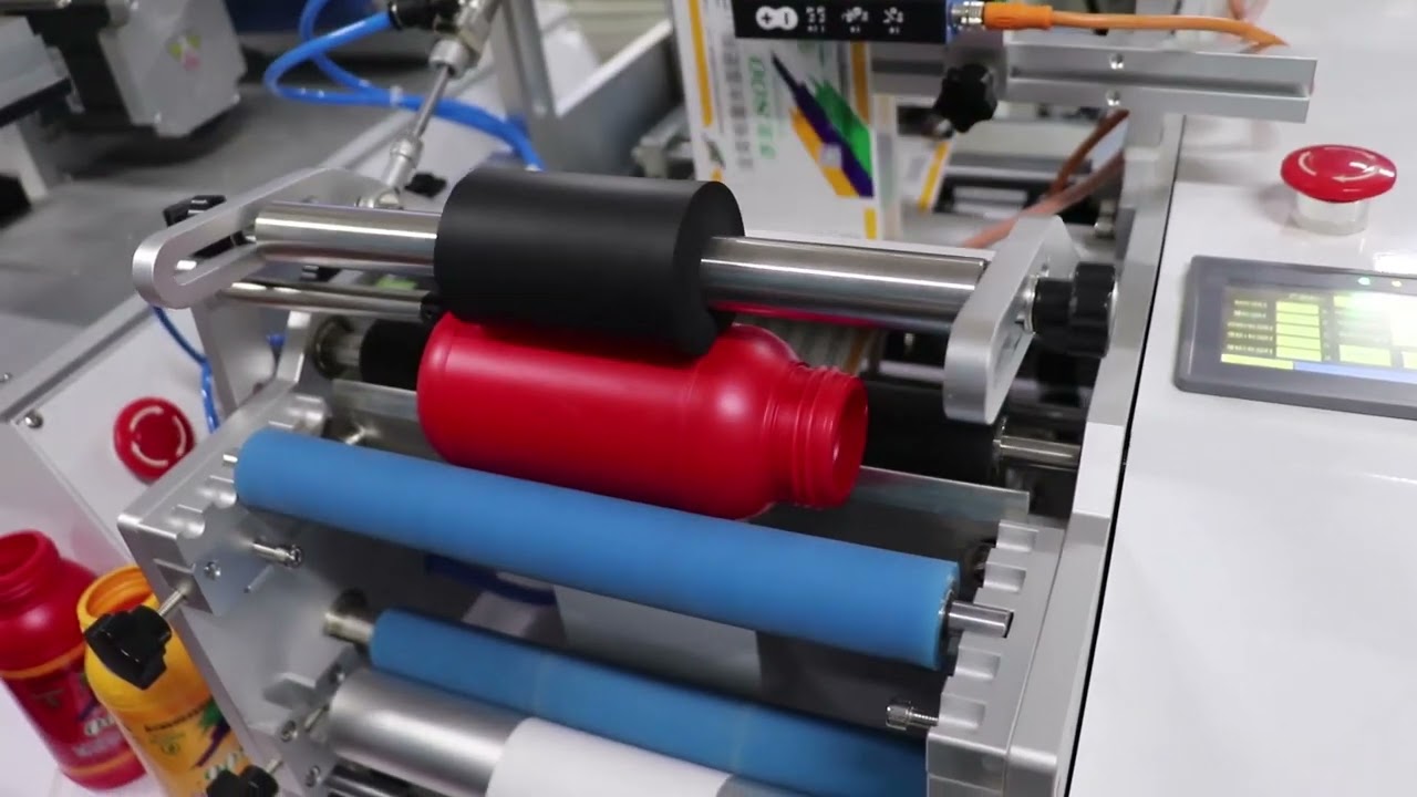 MTD-R30 Semi-automatic double-sided labeling machine for PET/PVC bottles