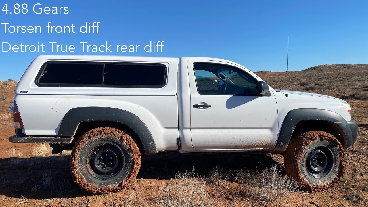 Tacoma gets 4.88 gears, Torsen front differential, and Detroit True. Track