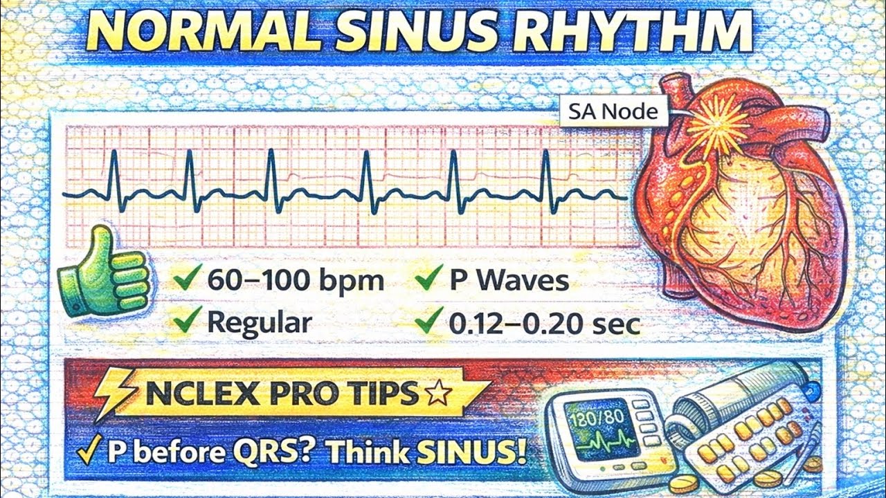 Normal Sinus Rhythm (NSR) Explained | ECG Basics for NCLEX & Nursing