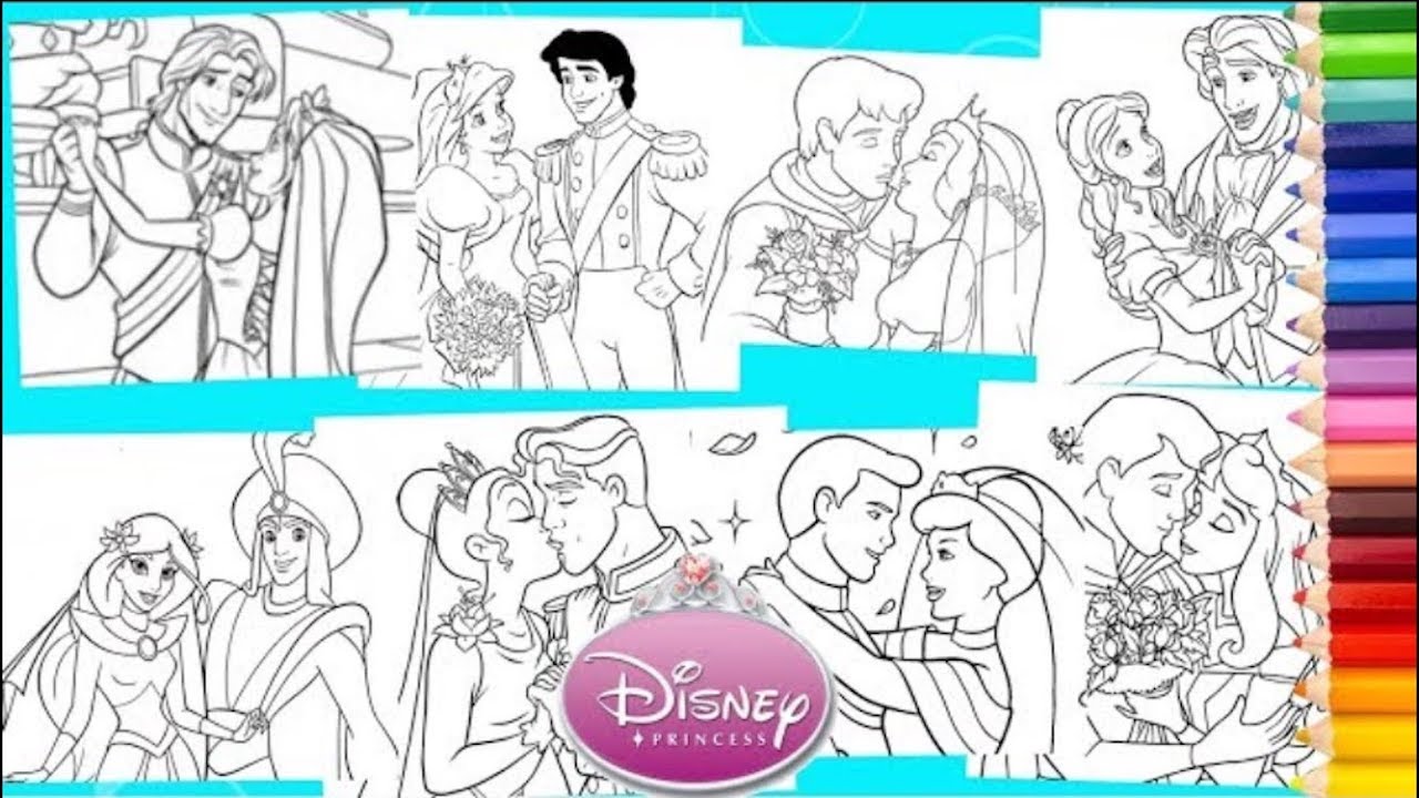 All Disney Princess Wedding Compilation - Coloring Pages for kids