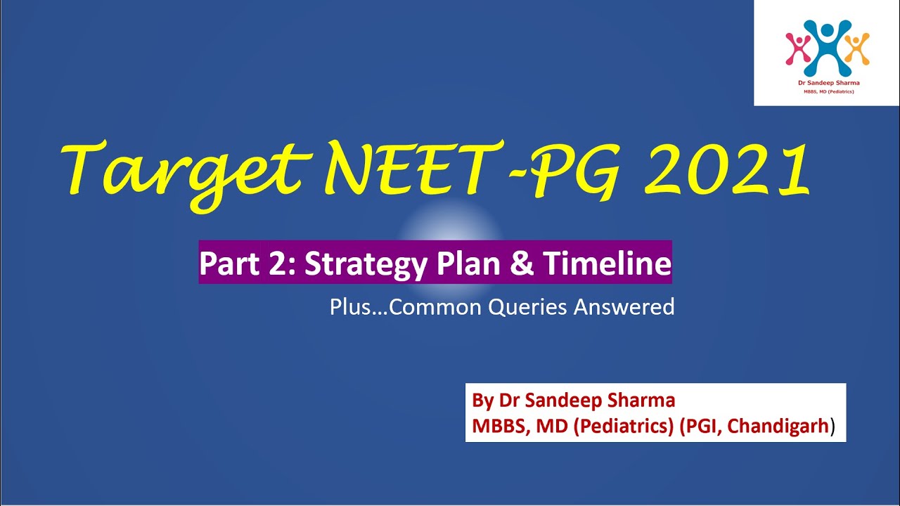 Target NEET-PG 2021: Part 2 Video on Strategy Plan And Timeline, Queries And Motivation Techniques