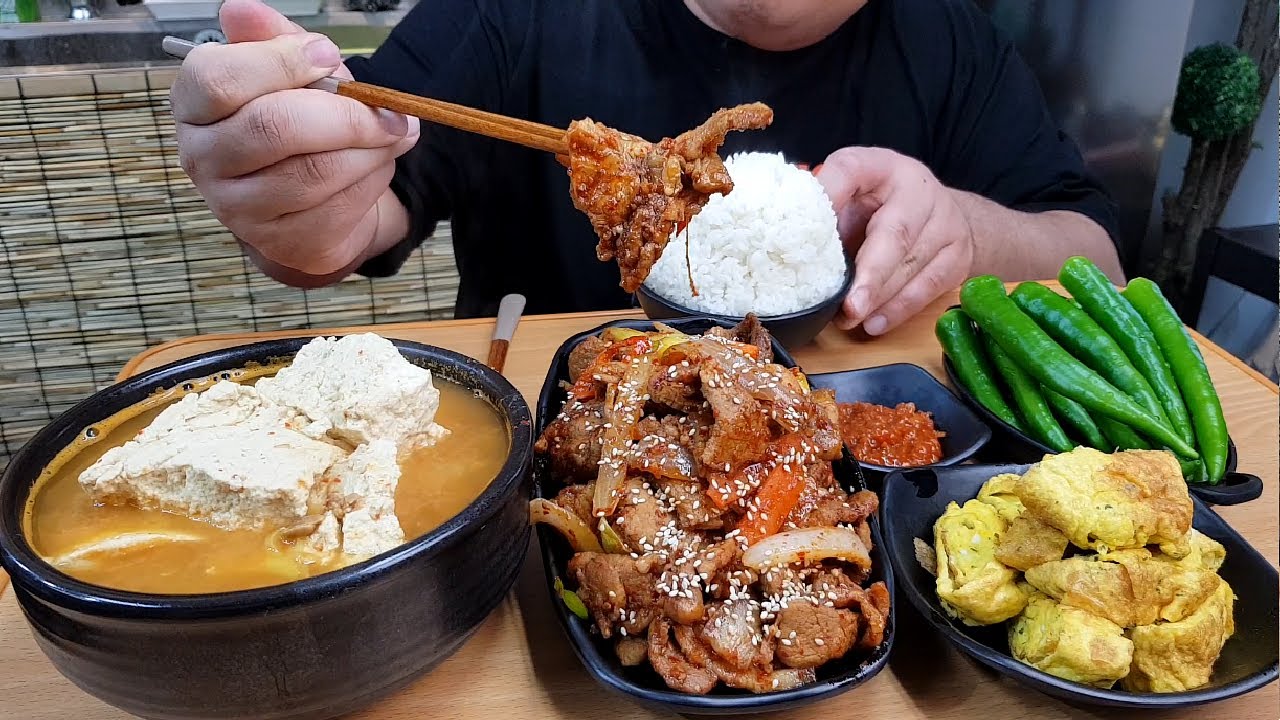 한식먹방 제육볶음+손두부청국장+계란말이+풋고추 요리MUKBANG