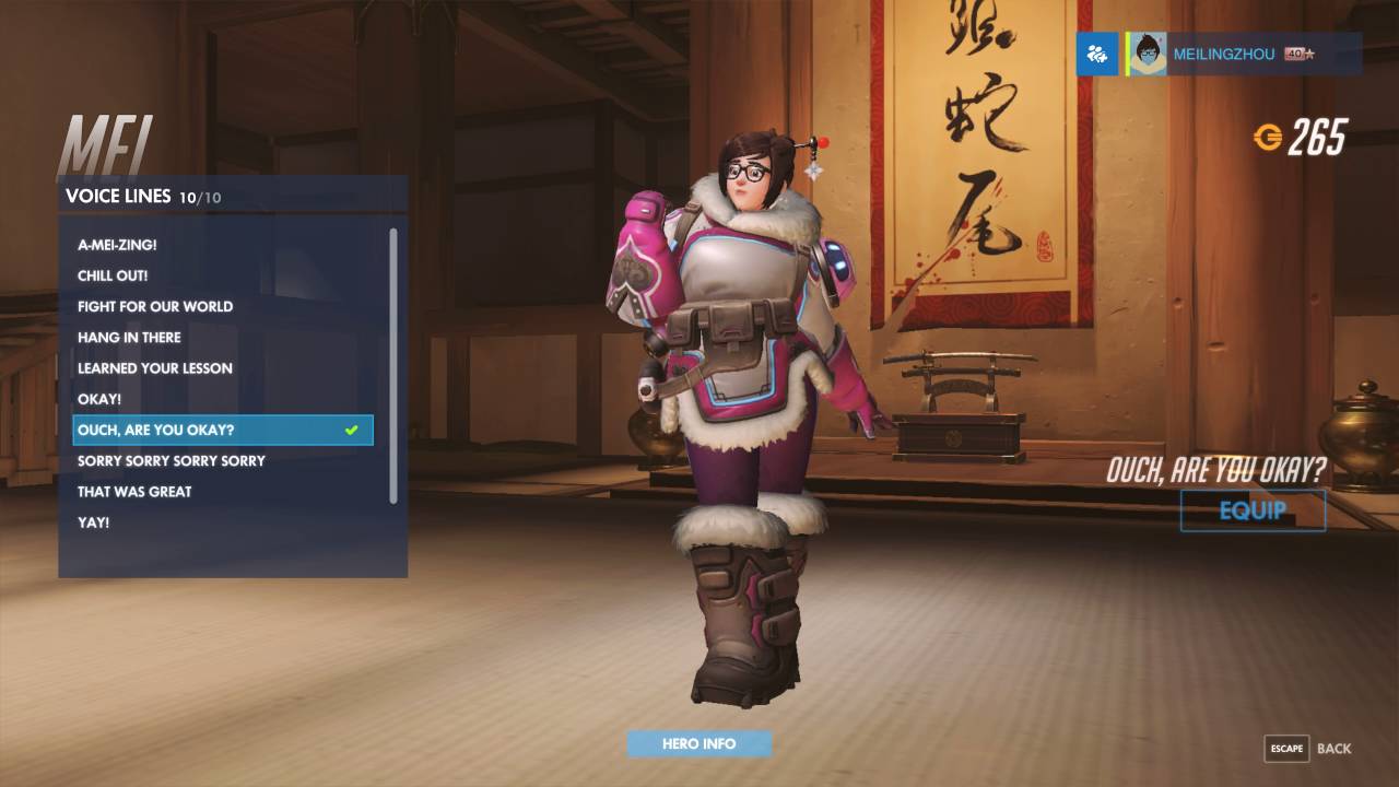 Overwatch - Mandarin Chinese Mei Voice Lines
