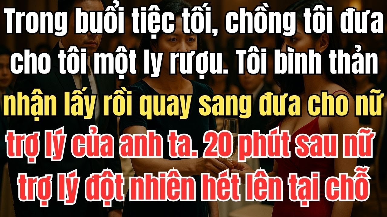 Trong buổi tiệc, chồng tôi đưa cho tôi một ly rượu. Tôi bình thản nhận lấy rồi quay sang đưa cho nữ
