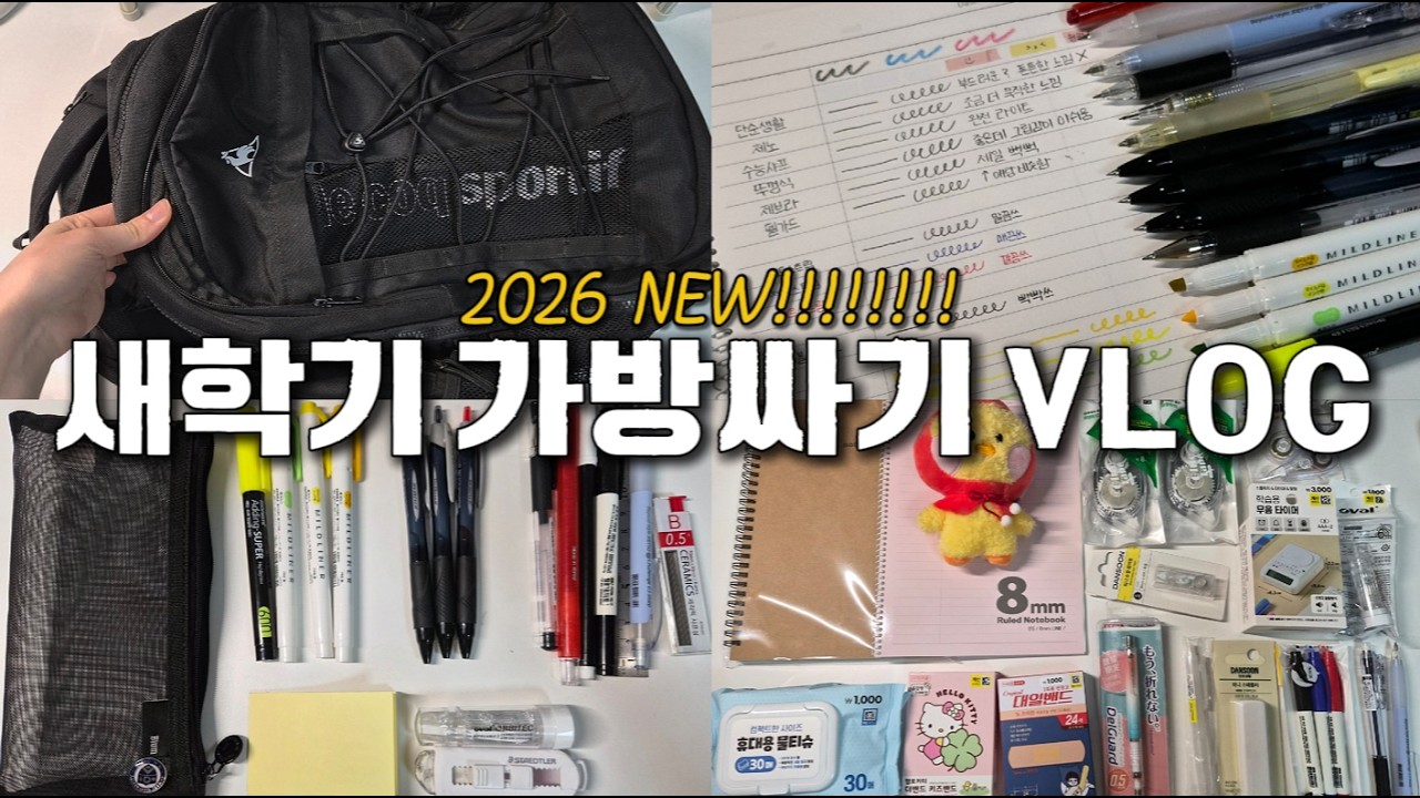 [2026 New] 새학기 가방싸기 VLOG | 예비중 예비고 필수템 | 내돈내산 추천템 준비물 | 다이소 하울 필기 쇼핑 브이로그 | 왓츠인마이백 | 10 11 12 13년