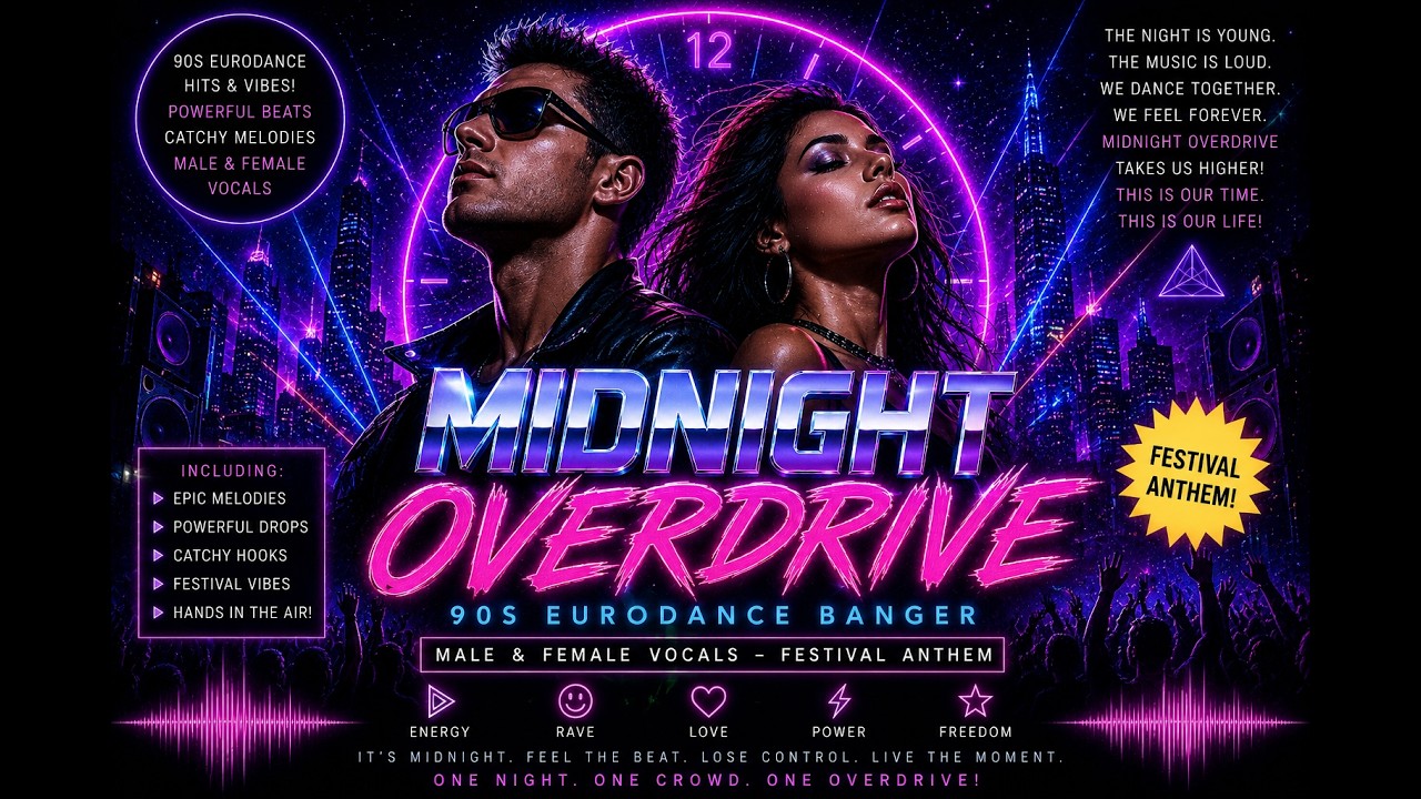Midnight Overdrive – 90s Eurodance Banger | Male & Female Vocals, Festival Anthem