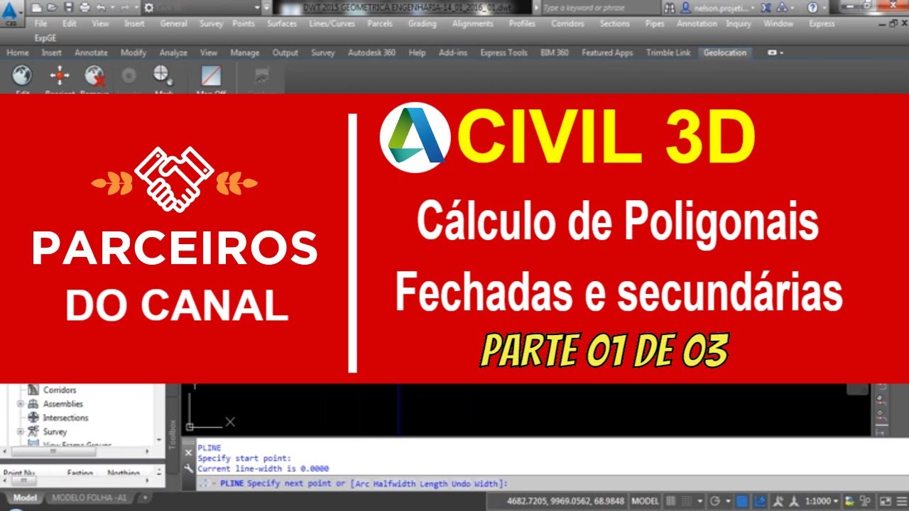 Cálculo de Poligonais fechadas e secundárias no Civil 3D | Parte 01