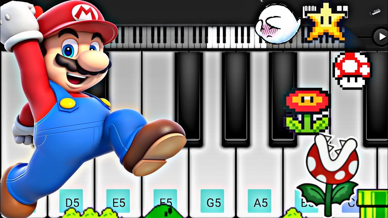 Super Mario Theme Song on Piano (PERFECT PIANO) Piano Tutorial | EASY Piano Mobile