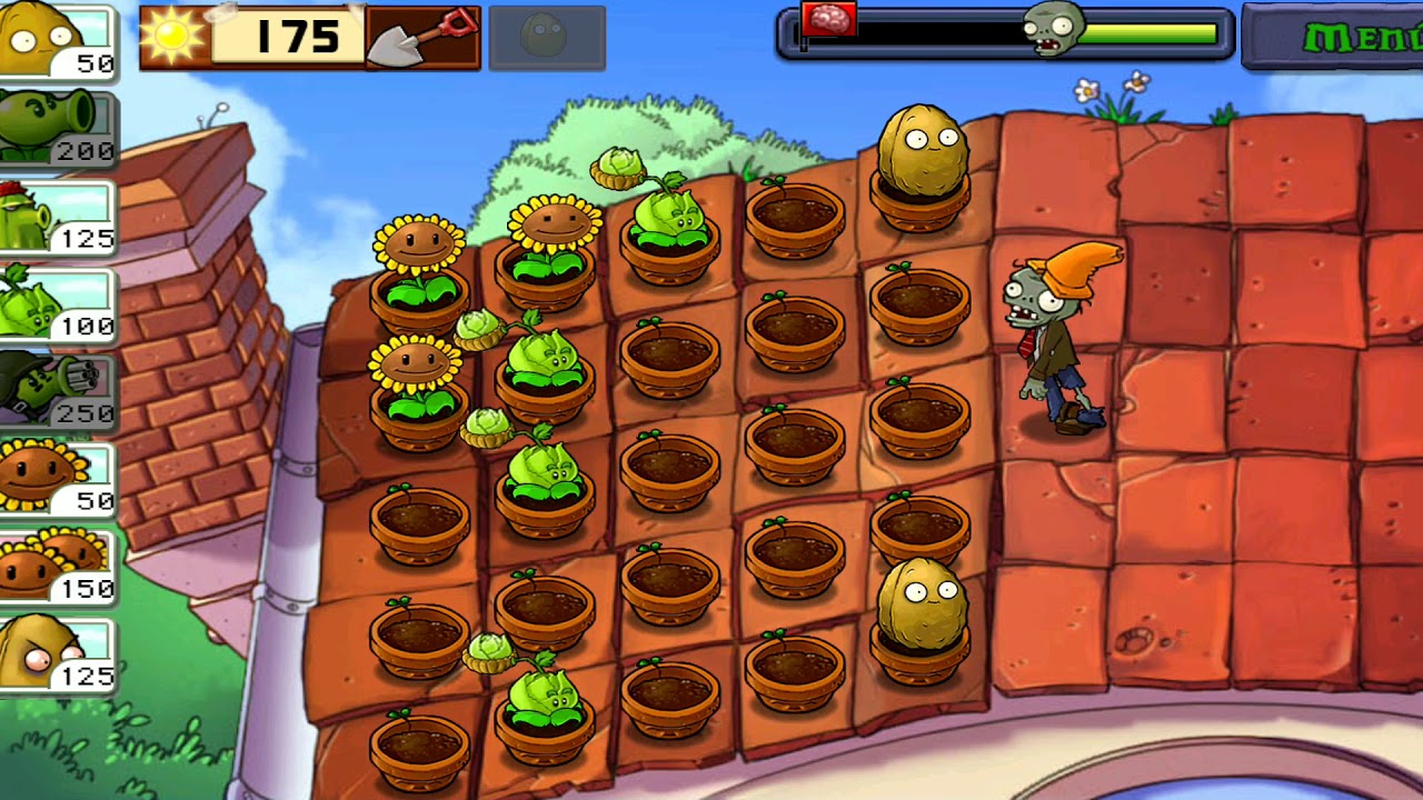 Plants VS Zombies tejado nivel 1.