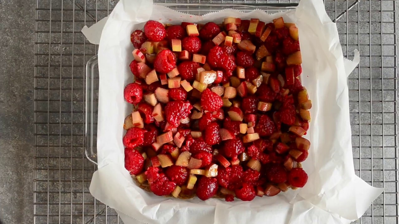 Raspberry Rhubarb Crisp Bars