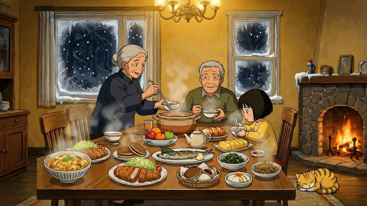 A Quiet Winter After the Storm — Warm Food & My Grandfather’s Silent Love | Ghibli Style Video