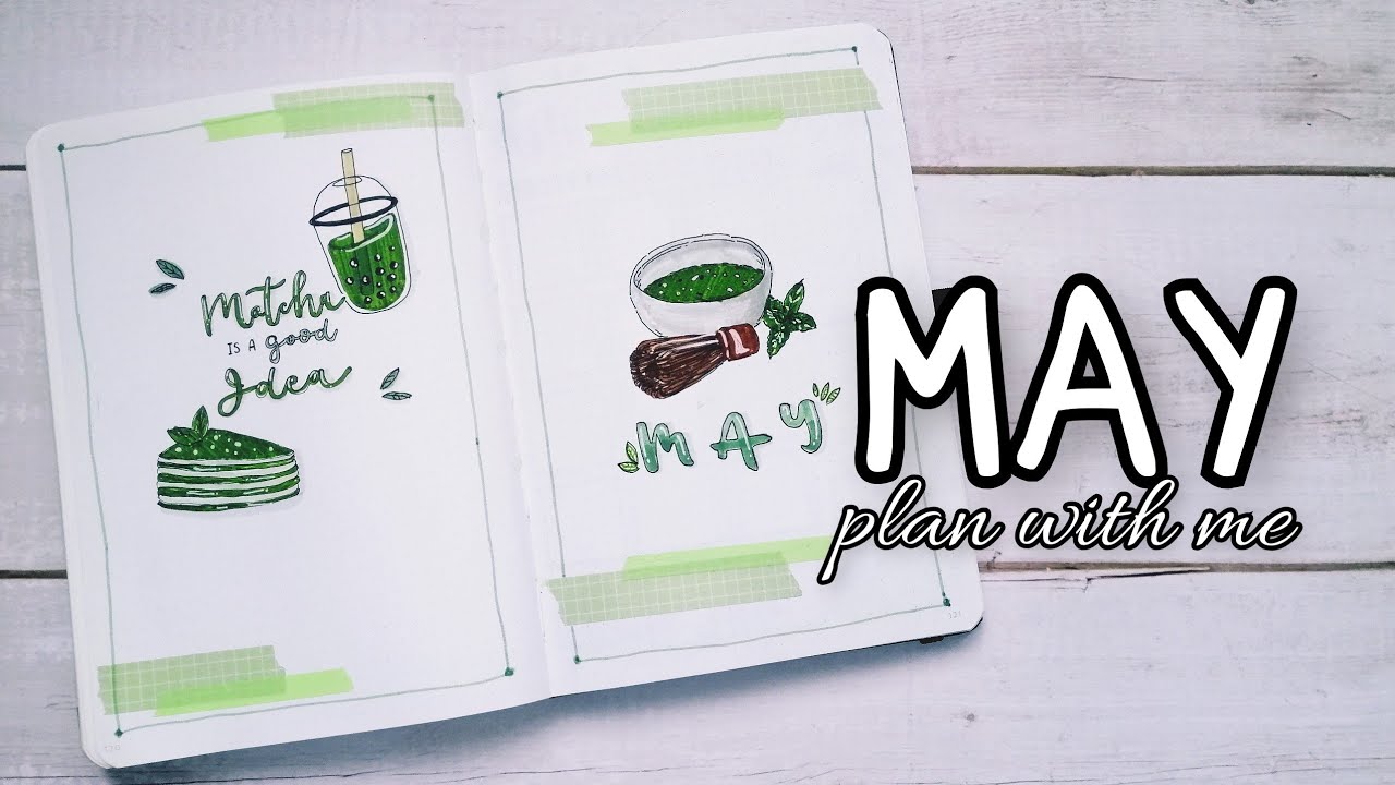 May 2021 Bullet Journal Set-up | all about matcha | plan with me | silent vlog | Love, Zellanne