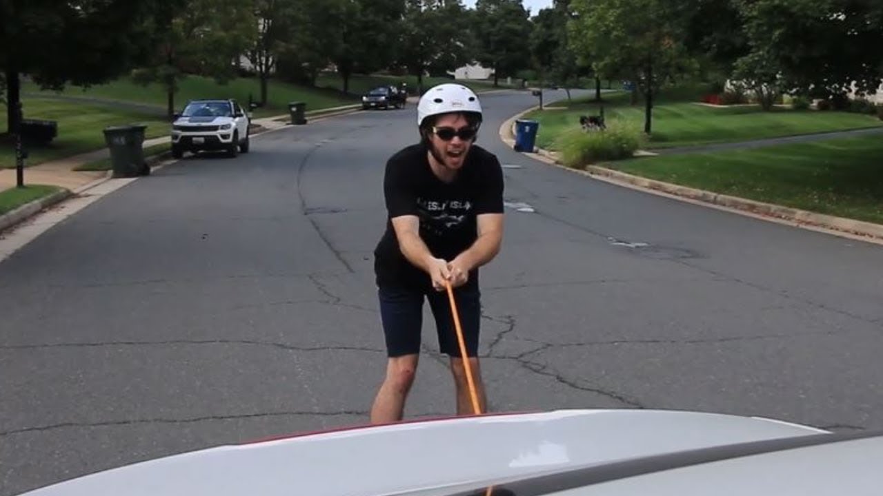 I Roller Skated Off A Car BLINDFOLDED!!!