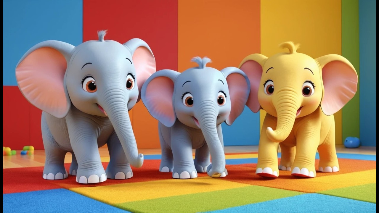 Three Little Toy Elephants Stomp Stomp Stomp 🐘 | Playroom Counting Song for Kids