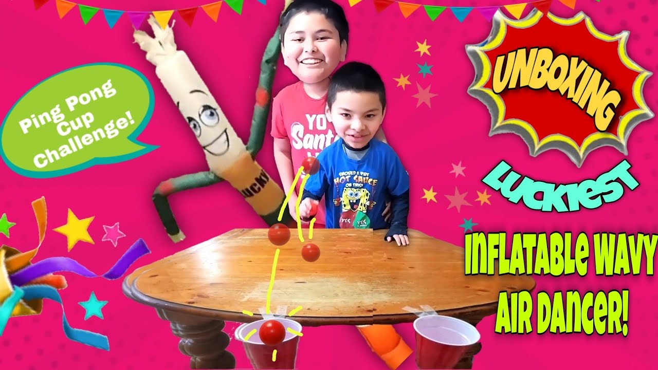 Ping Pong Cup Challenge🏓 With Luckiest Inflatable Wavy Dancer! Unboxing🎁