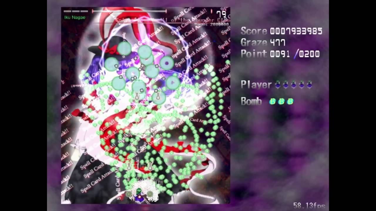 Touhou Danmakufu ~ Iku Nagae boss fight - Lunatic No death - [ by Johnny Walker + Download link ]