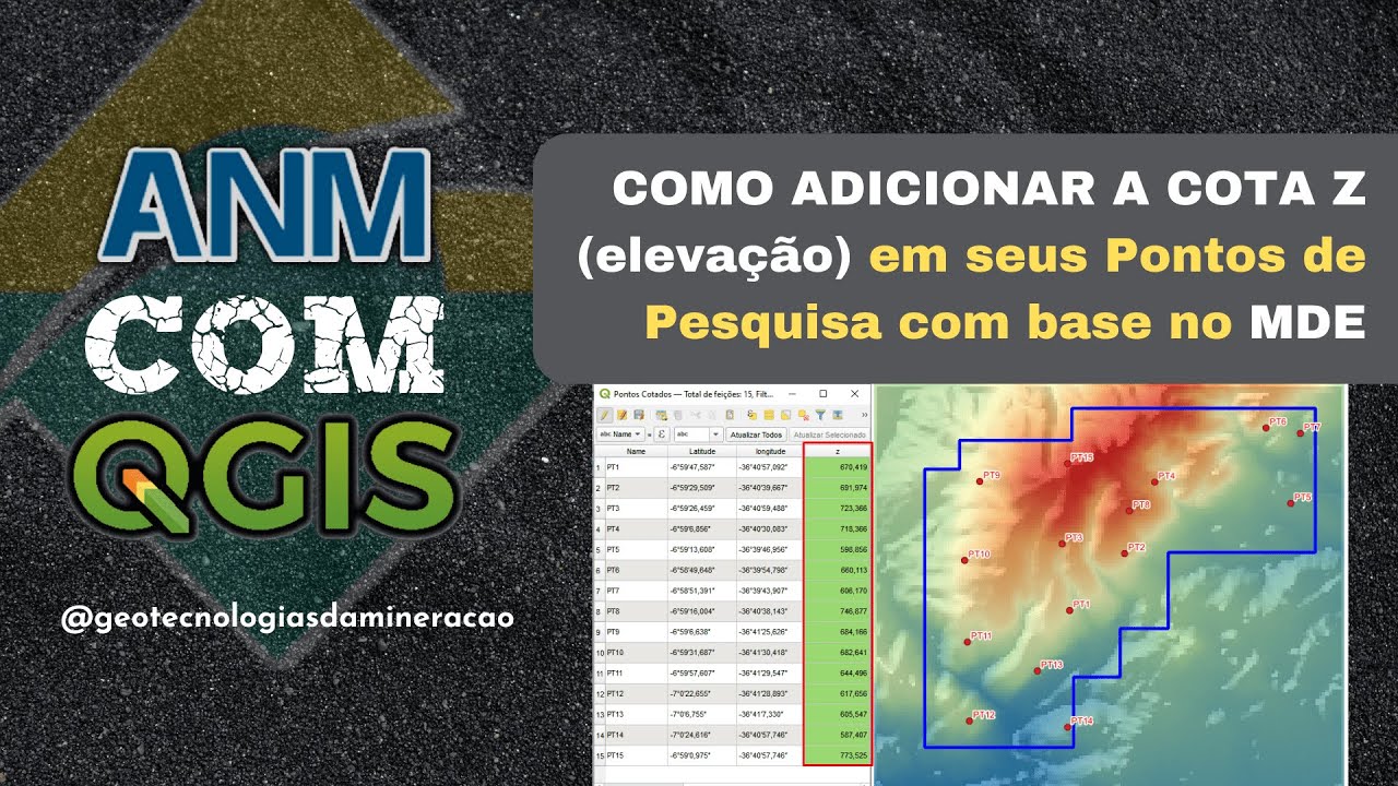 COMO ADICIONAR COTA Z (ELEVAÇÃO) EM SEUS PONTOS DE PESQUISA COM BASE NO MDE - USANDO O QGIS