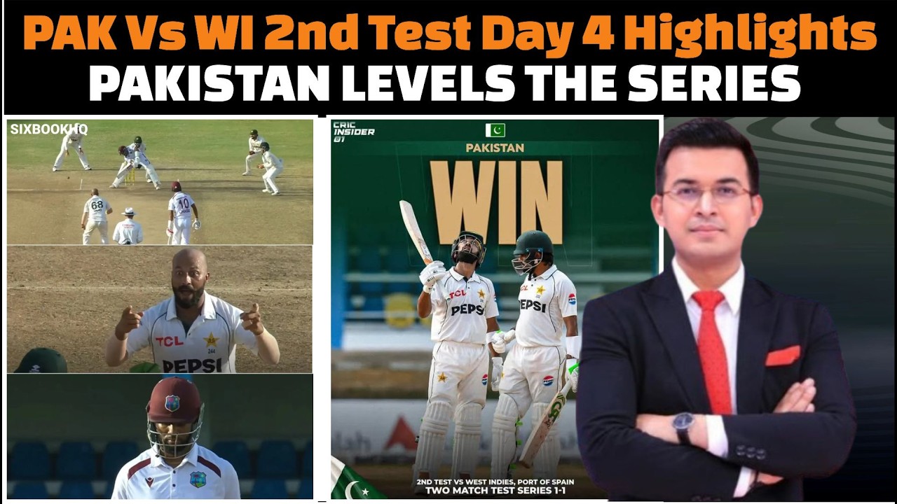 Pakistan vs West Indies Second Test Day 4 Complete Highlights.