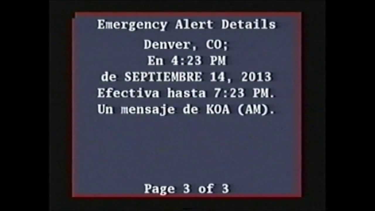 EAS Alert - Flood Warning Intrusion (KUSA-Denver, CO - Sat. 9/14/2013)
