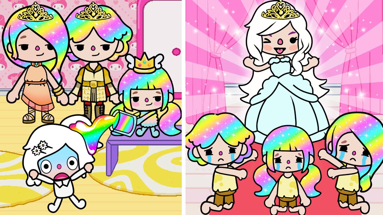 Albino Kız Gerçek Prenses Oluyor 🤍👑 | Gökkuşağı Saçı Ailesi | Toca Life Hikayesi | Toca Boca