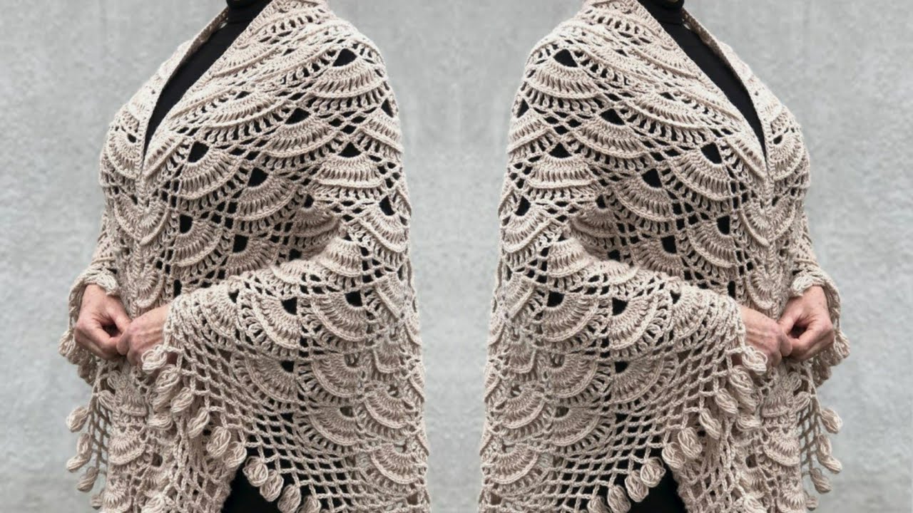 شال كروشيه مثلث راقي ومميز/crochet shawl