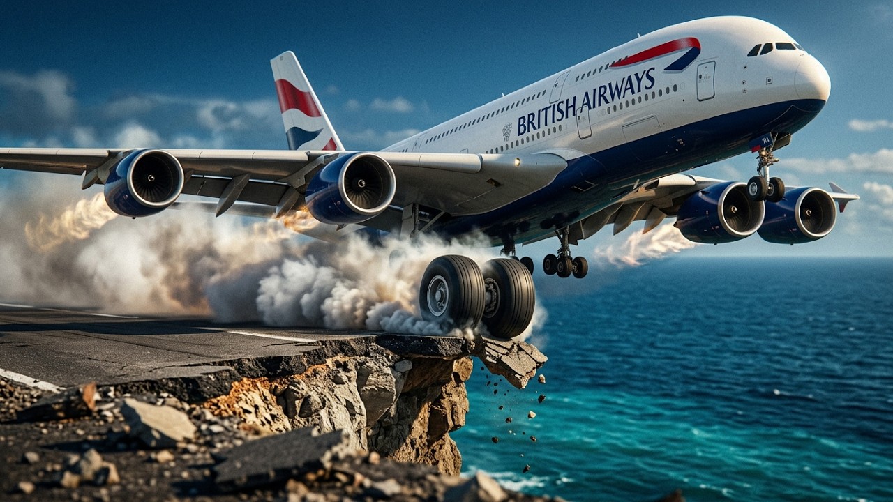 Rare Airbus A380 British Airways Takeoff From Short Runway