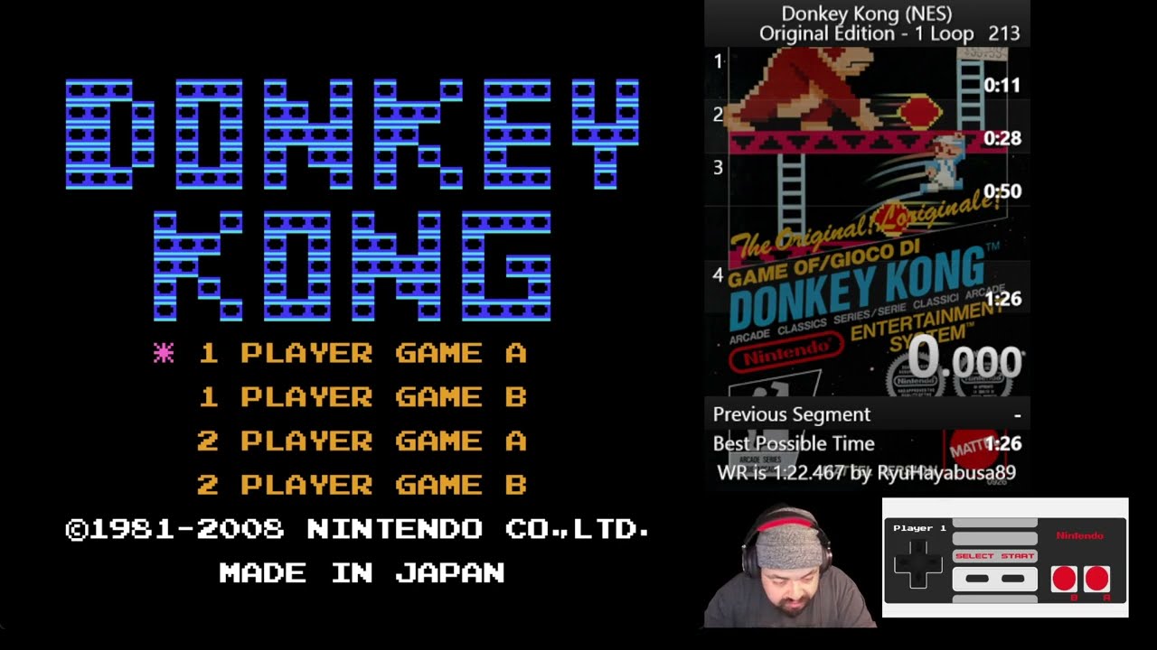 Donkey Kong Original  Edition (1Loop 4 RNDS) 1:26 Speedrun