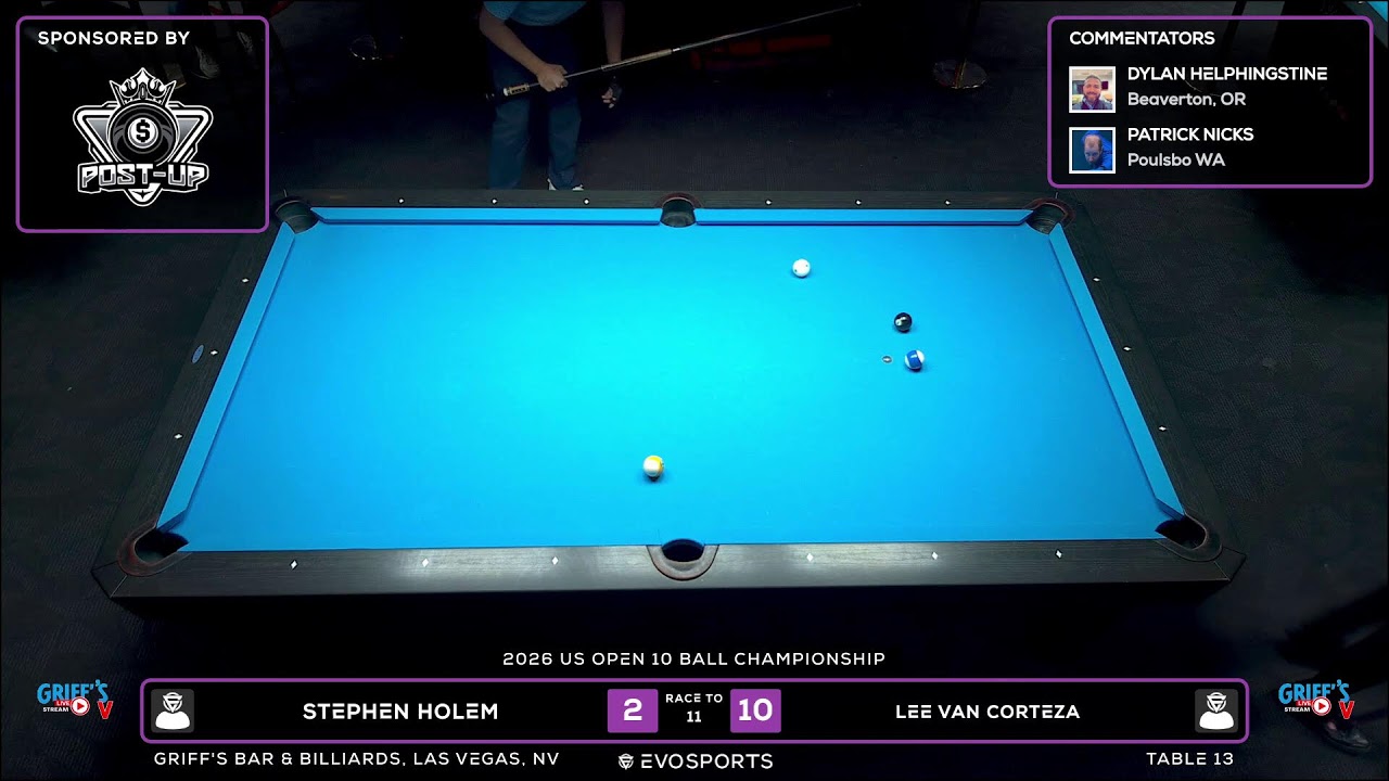 STEPHEN HOLEM vs LEE VAN CORTEZA - GRIFF'S BAR & BILLIARDS - TABLE 13 | EvoSports
