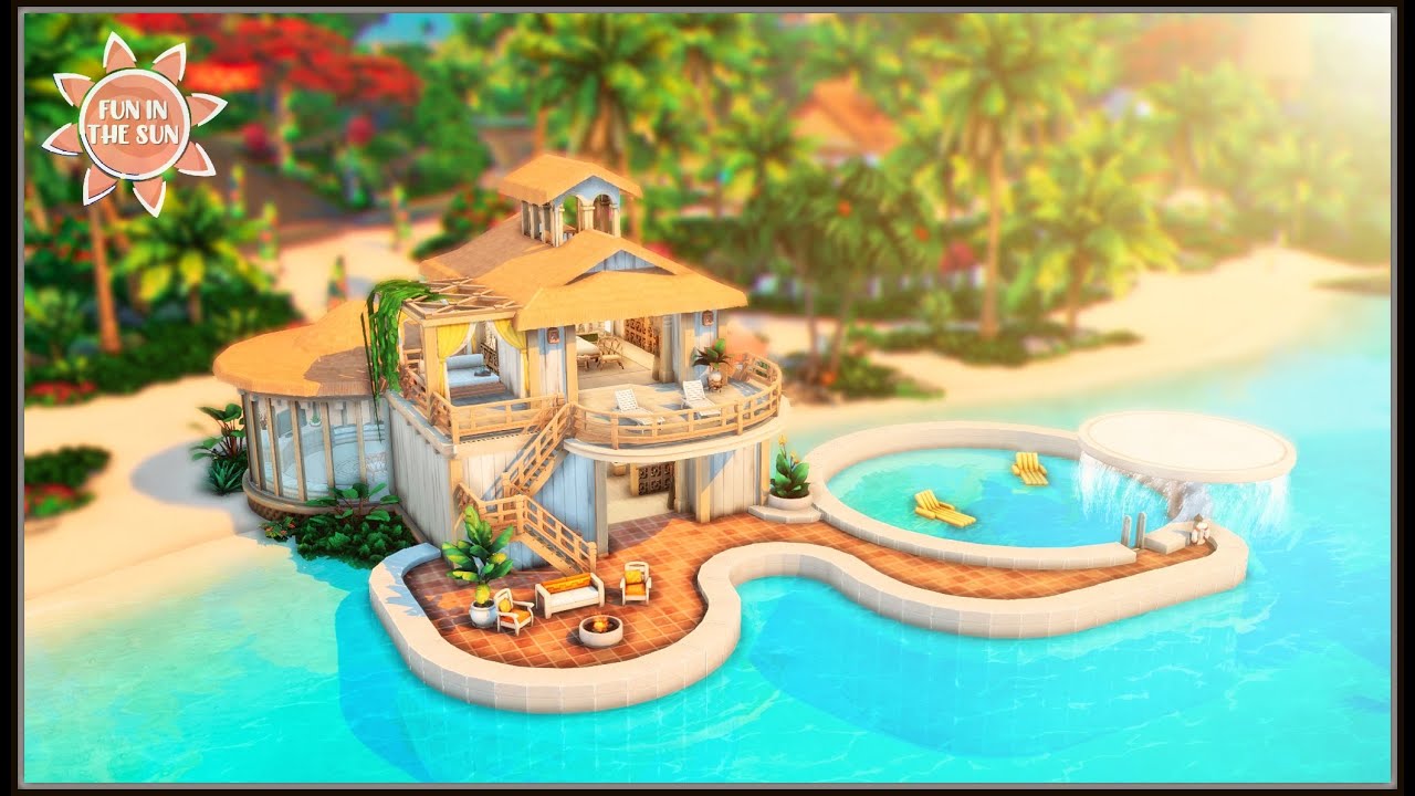 🌴 Splash Pad Villa (No CC) - 🌞 Fun in the Sun Collab - The Sims 4 Stop Motion Build
