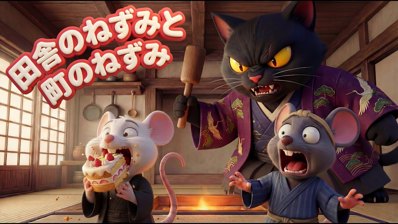 【童話アニメ】田舎のねずみと町のねずみ｜あんしんできる場所ってどこ？｜子ども向け3D絵本